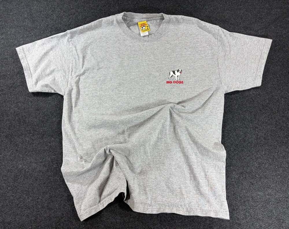 Vintage 2001 Big Dogs 'I Let the Dogs Out!' Graphic T-Shirt Gray Large